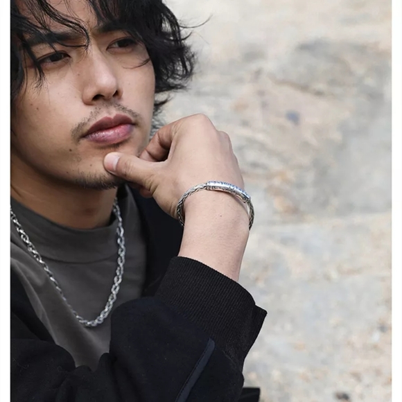 999 Etched Pure  Silver Tribal Cuff Bracelet - Picture 3 of 16